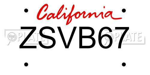 ZSVB67 California License Plate