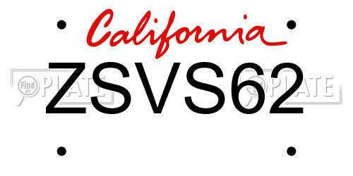ZSVS62 California License Plate