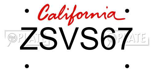 ZSVS67 California License Plate