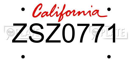 ZSZ0771 California License Plate
