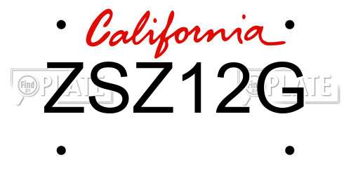 ZSZ12G California License Plate