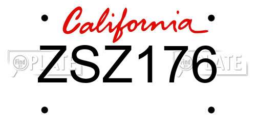 ZSZ176 California License Plate