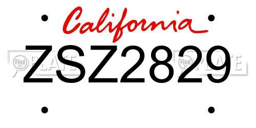 ZSZ2829 California License Plate