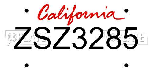 ZSZ3285 California License Plate