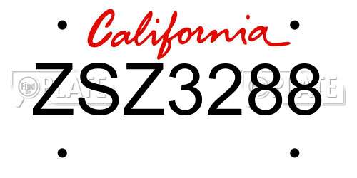 ZSZ3288 California License Plate