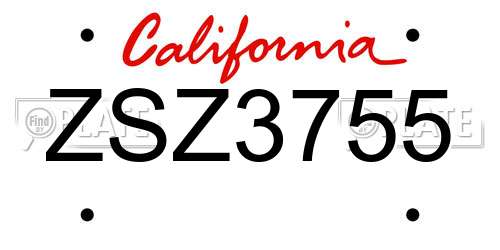 ZSZ3755 California License Plate