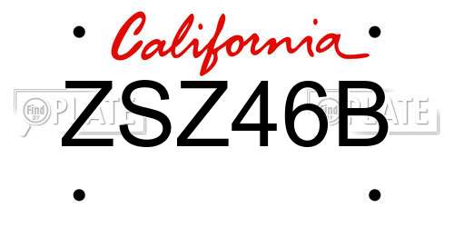 ZSZ46B California License Plate