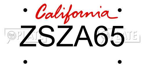 ZSZA65 California License Plate