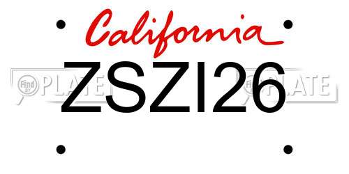 ZSZI26 California License Plate