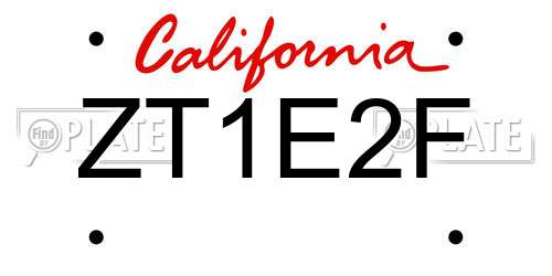 ZT1E2F California License Plate