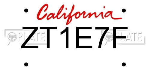 ZT1E7F California License Plate