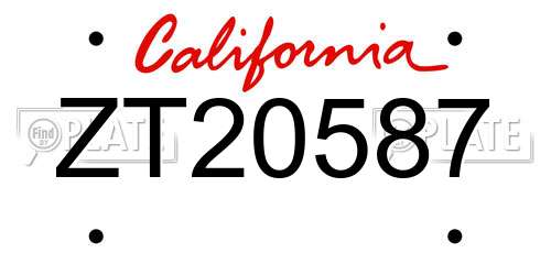 ZT20587 California License Plate