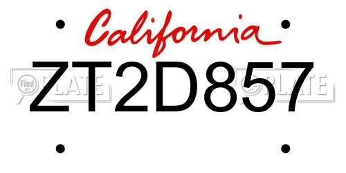 ZT2D857 California License Plate