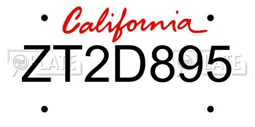 ZT2D895 California License Plate