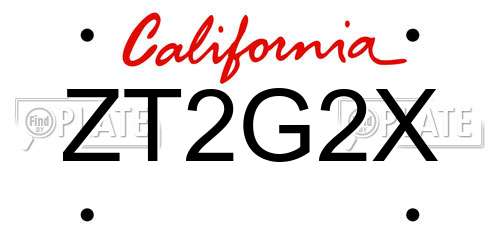 ZT2G2X California License Plate