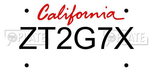 ZT2G7X California License Plate