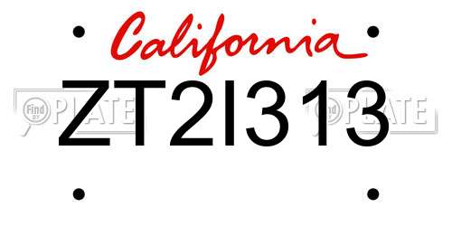 ZT2I313 California License Plate