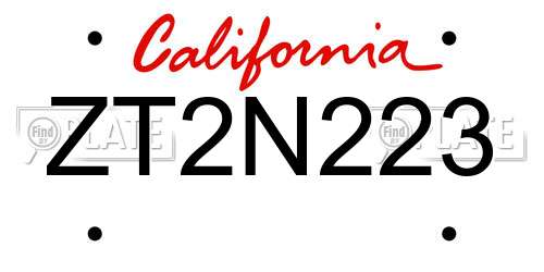 ZT2N223 California License Plate