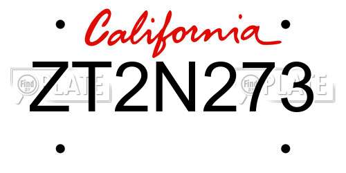 ZT2N273 California License Plate