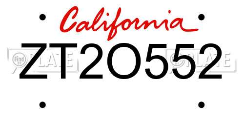 ZT2O552 California License Plate