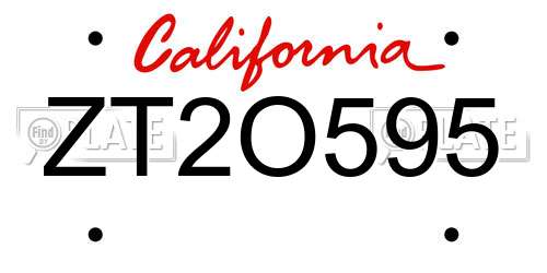 ZT2O595 California License Plate