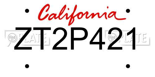 ZT2P421 California License Plate
