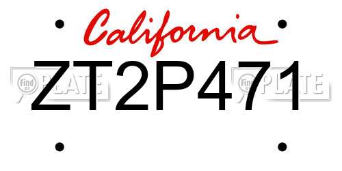 ZT2P471 California License Plate
