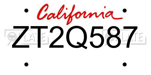 ZT2Q587 California License Plate