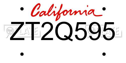 ZT2Q595 California License Plate