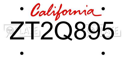 ZT2Q895 California License Plate