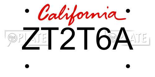 ZT2T6A California License Plate