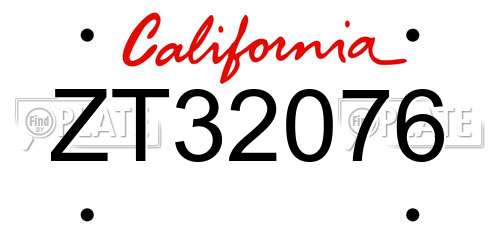 ZT32076 California License Plate