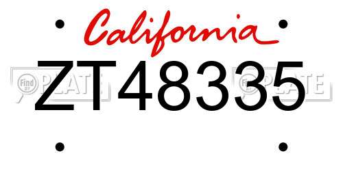 ZT48335 California License Plate