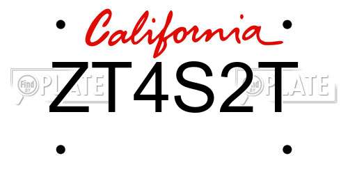 ZT4S2T California License Plate