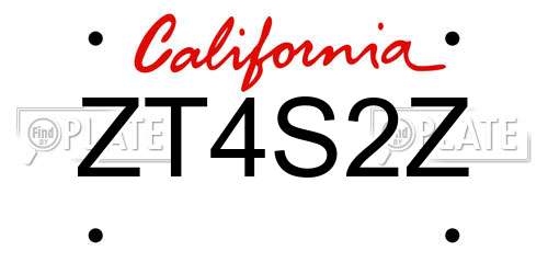 ZT4S2Z California License Plate