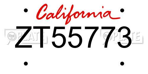 ZT55773 California License Plate