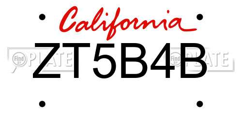 ZT5B4B California License Plate