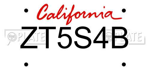 ZT5S4B California License Plate