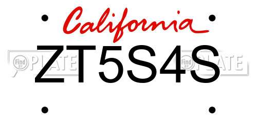 ZT5S4S California License Plate