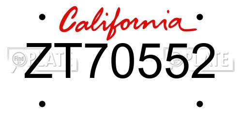 ZT70552 California License Plate