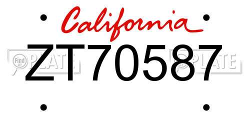 ZT70587 California License Plate