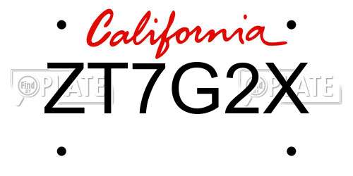 ZT7G2X California License Plate