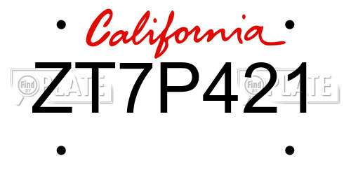 ZT7P421 California License Plate