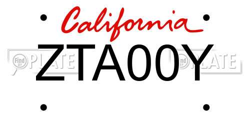 ZTA00Y California License Plate