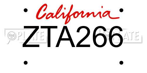 ZTA266 California License Plate