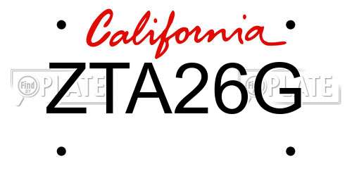 ZTA26G California License Plate