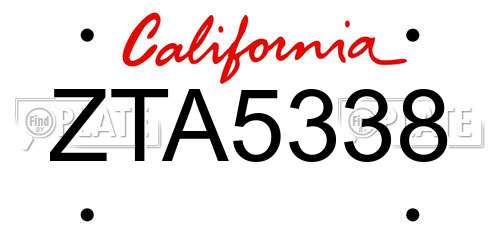 ZTA5338 California License Plate