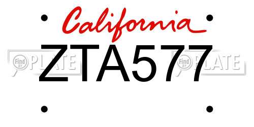 ZTA577 California License Plate