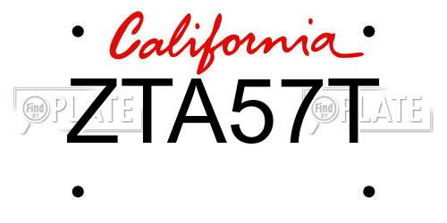 ZTA57T California License Plate