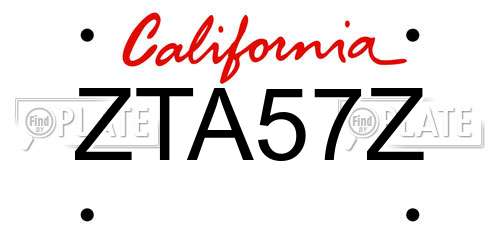 ZTA57Z California License Plate